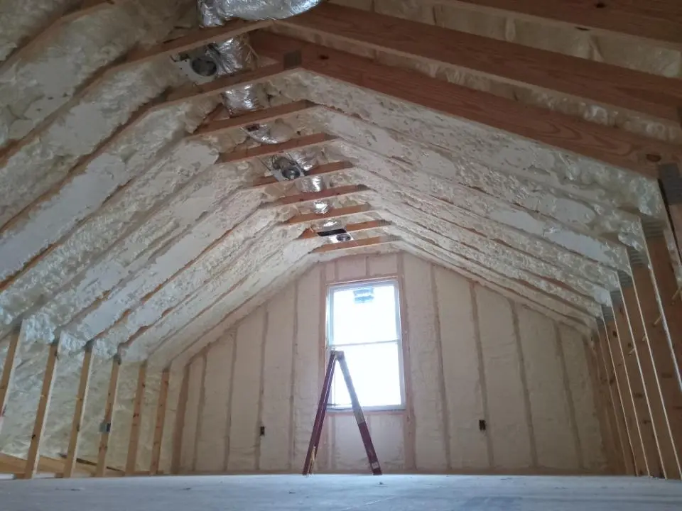 Spray foam roofing application for Crawl Space Insulation project in Chesapeake Beach